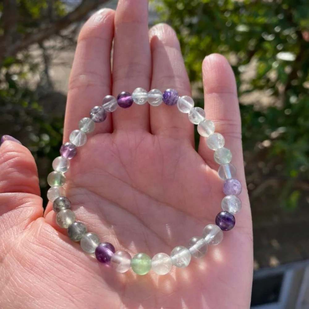 Rainbow Fluorite Crystal Stretchy Bracelet